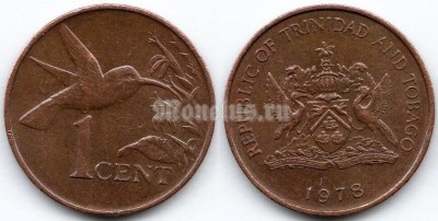 монета Тринидад и Тобаго 1 цент 1978 год