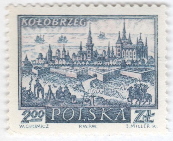 марка Польша 2 злотых "Kolobrzeg" 1960 год