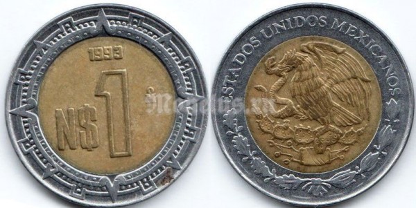 монета Мексика 1 песо 1993 года