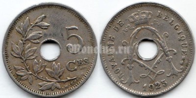 монета Бельгия 5 сантимов 1925 год BELGIQUE