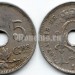 монета Бельгия 5 сантимов 1925 год BELGIQUE
