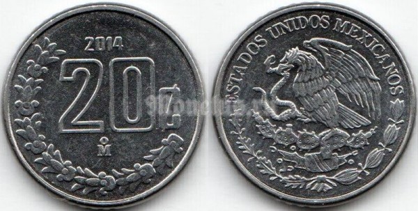 монета Мексика 20 сентаво 2014 год
