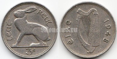 монета Ирландия 3 пенса 1948 год