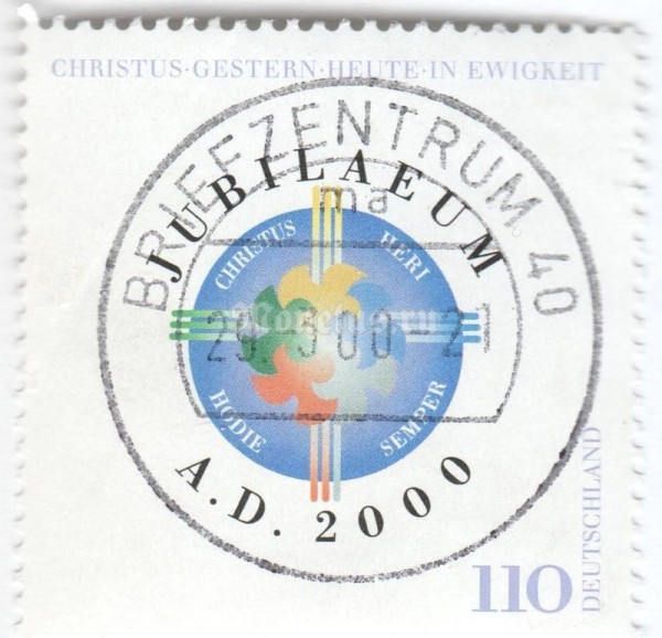 марка ФРГ 110 пфенниг "Anniversary emblem" 2000 год Гашение