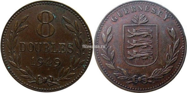 Монета Гернси 8 дублей 1949 год