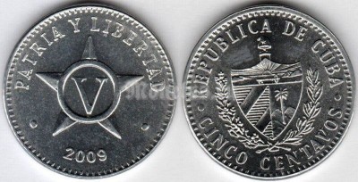 Монета Куба 5 сентаво 2009 год