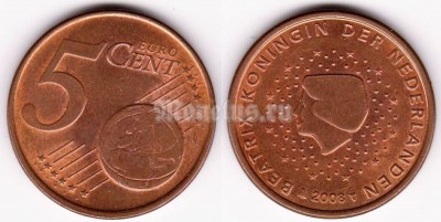 монета Нидерланды 5 евро центов 2008 год