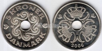 монета Дания 5 крон 2006 год