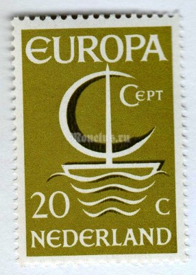 марка Нидерланды 20 центов "C.E.P.T.- Ship" 1966 год