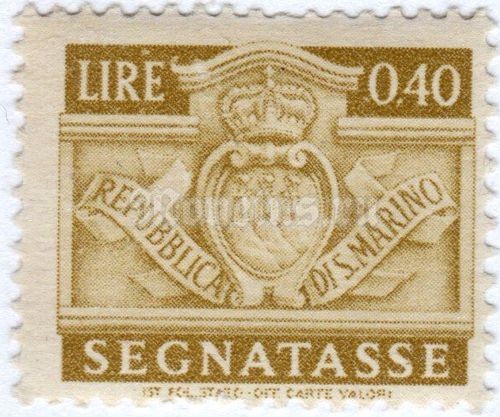 марка Сан-Марино 0,40 лиры "Taxe - new desing 1945" 1945 год