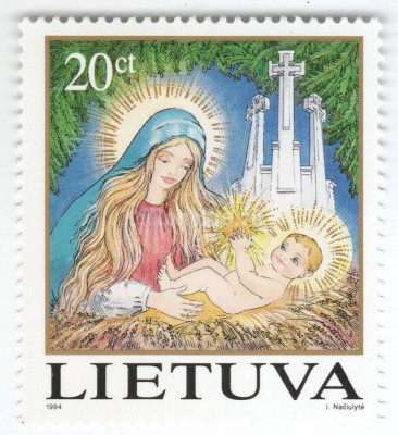 марка Литва 20 центес "Christmas" 1994 год 
