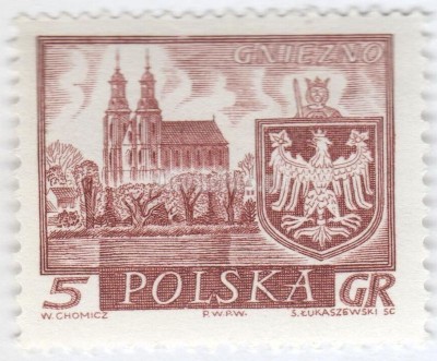 марка Польша 5 злотых "Gniezno" 1960 год