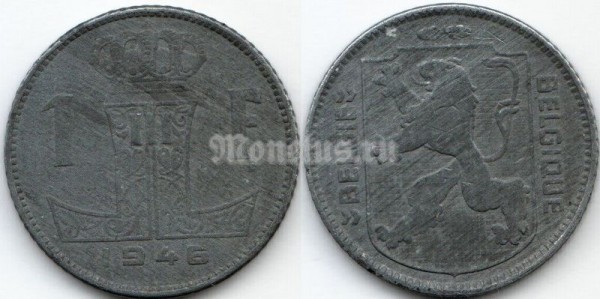 монета Бельгия 1 франк 1946 год