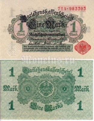 банкнота Германия 1 марка 1914(1917) год