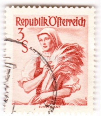 марка Австрия 3 Австрийских шиллинга "Бургенланд" 1958 год