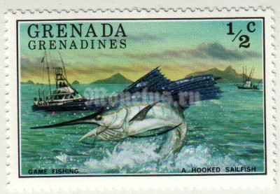 марка Гренада Гренадины 1/2 цента "Парусник" (Istiophorus СП.) 1976 год
