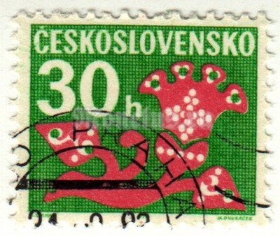 марка Чехословакия 30 геллер "Доплатные" 1972 год