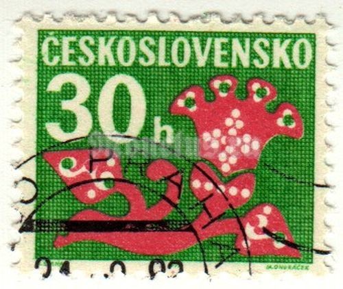 марка Чехословакия 30 геллер "Доплатные" 1972 год