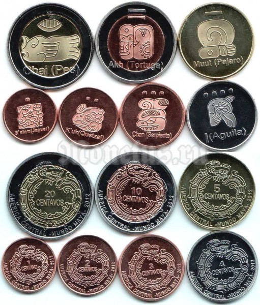 Майя набор из 7-ми монетовидных жетонов 2012 год