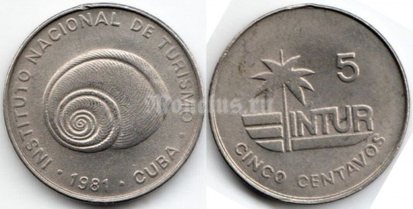 монета Куба 5 сентаво 1981 год