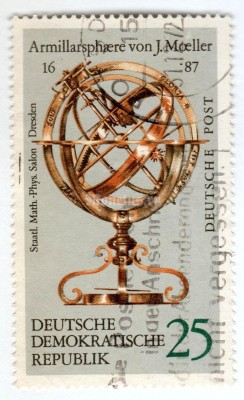 марка ГДР 25 пфенниг "Armillarsphäre" 1972 год Гашение
