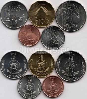 Вануату набор из 5-ти монет 2015 год