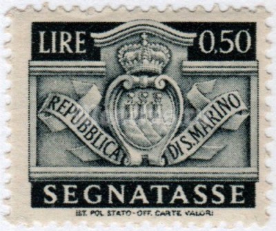 марка Сан-Марино 0,50 лиры "Taxe - new desing 1945" 1945 год