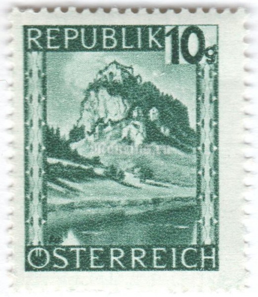 марка Австрия 10 грош "Hochosterwitz (Carinthia)" 1945 год 