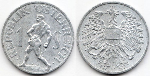 монета Австрия 1 шиллинг 1957 год