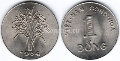 монета Южный Вьетнам 1 донг 1964 год