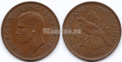 монета Новая Зеландия 1 пенни 1940 год - Новозеландский туи