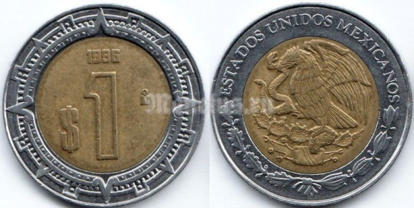 монета Мексика 1 песо 1996 года