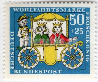марка ФРГ 50+25 пфенниг "The Princess and the frog" 1966 год