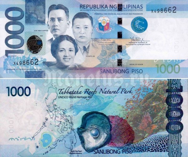 Банкнота Филиппины 1000 песо 2017 год