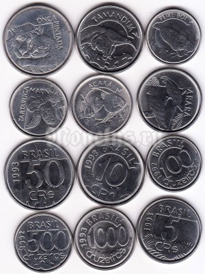 Бразилия набор из 6-ти монет 1992-1994 год