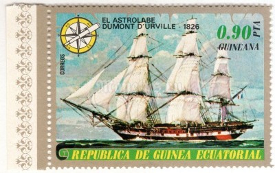 марка Экваториальная Гвинея 0,90 песета "Astrolabe (1826)" 1976 год