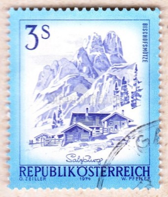 марка Австрия 3 Австрийских шиллинга "Зальцбург" 1974 год