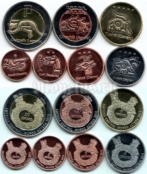 Мир Ацтеков набор из 7-ми монетовидных жетонов 2013 год