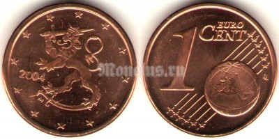 монета Финляндия 1 евро цент 2004 год