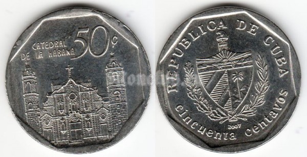 монета Куба 50 центаво 2007 год