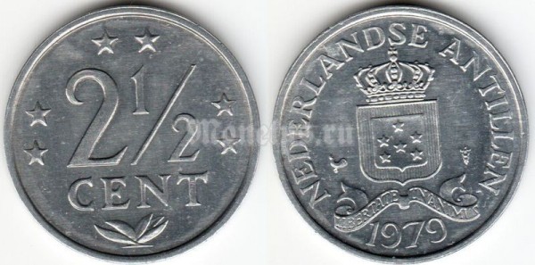 монета Нидерландские Антиллы 2.5 цента 1979 год