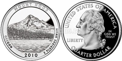 монета США 25 центов 2010 год Орегон национальный лес Маунт-Худ, 5-й
