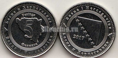 монета Босния и Герцеговина 5 фенингов 2017 год