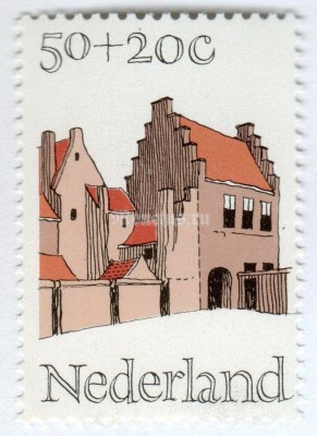 марка Нидерланды 50+20 центов "Coppers Gate, Middelburg" 1975 год