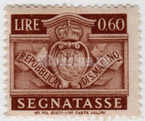 марка Сан-Марино 0,60 лиры "Taxe - new desing 1945" 1945 год