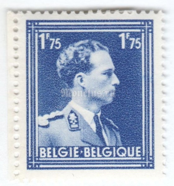 марка Бельгия 1,75 франка "King Leopold III" 1943 год
