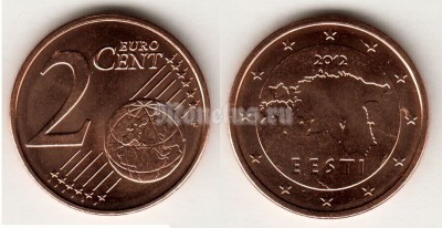монета Эстония 2 евро цента 2012 год