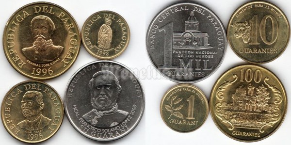 Парагвай набор из 4-х монет 1993 - 2008 год
