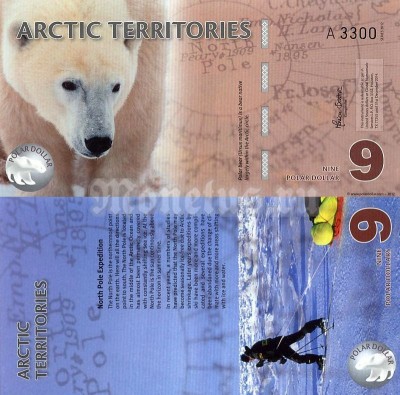 бона Арктика 9 долларов 2012 год, пластик
