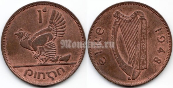 монета Ирландия 1 пенни 1948 год